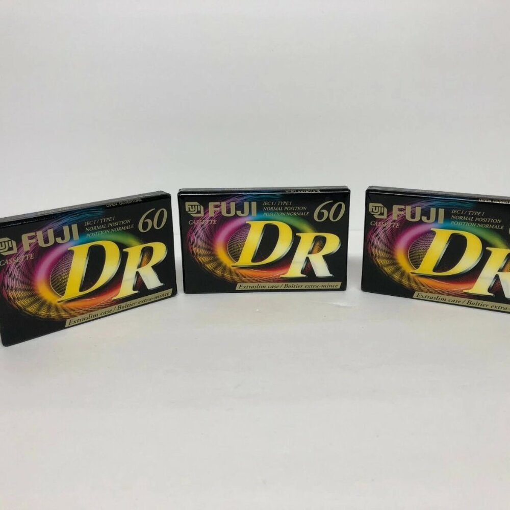 Blank Cassette Tapes Fuji DR IEC I Type I 60 min Lot of 3 Extra Slim Case New